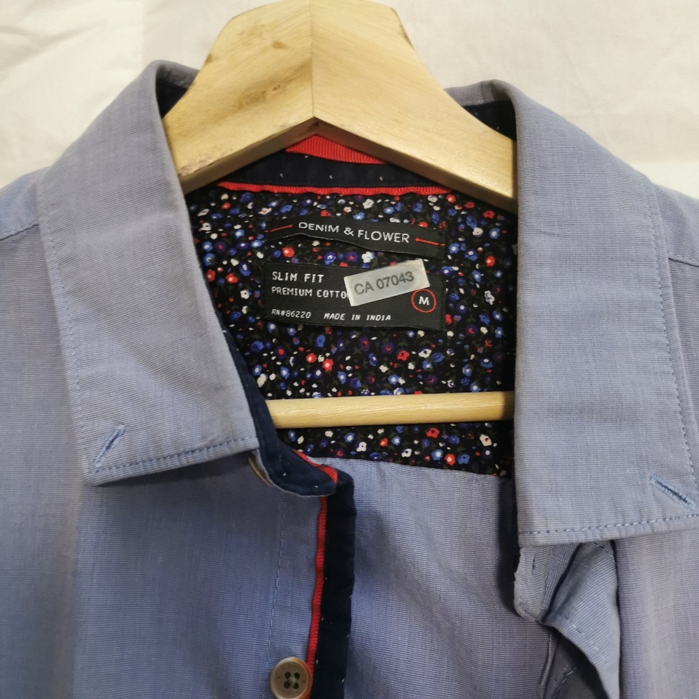 Denim and flower medium shirt
